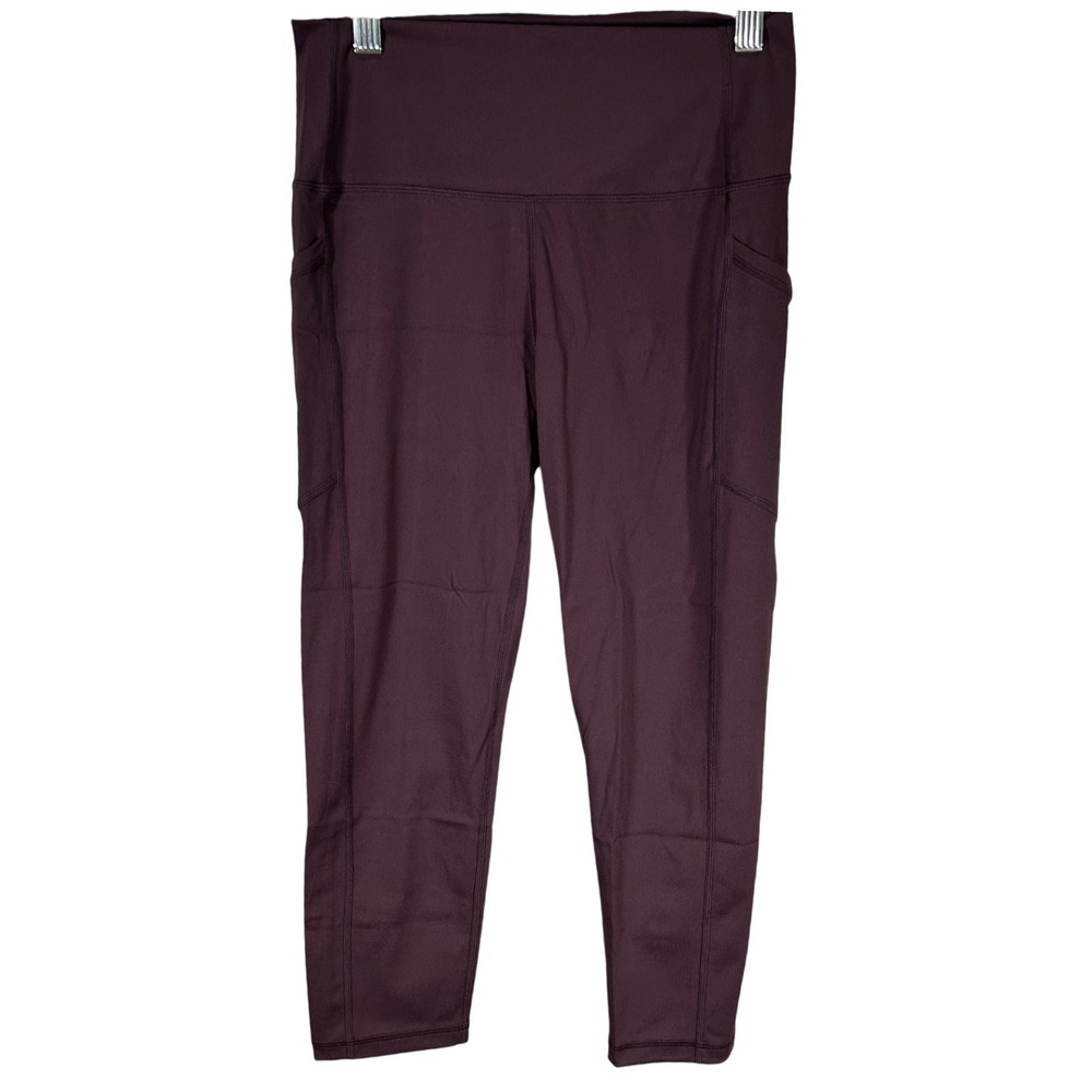 Zyia Active Womens High Waisted Pocket Leggings Plum Purple Size 8-10 Cropped